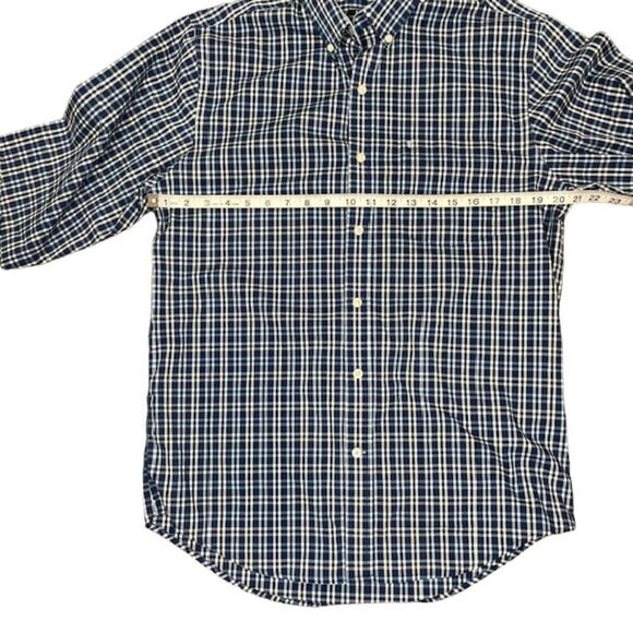 IZOD Men's Non-Iron Stretch Button Down Shirt Navy Blue Checkered Size Small - Picture 3 of 9